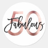 素晴らしい50番目 |モダンエレガントバラ金ゴールド誕生日 ラウンドシール (正面)