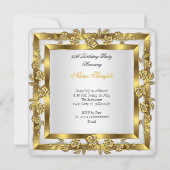 素晴らしい50白いフローラ金ゴールド誕生日パーティー 招待状 (裏面)