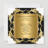 素晴らしい50白黒金ゴールド誕生日パーティー 招待状 (裏面)