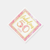 素晴らしい50繊細なピンクの金ゴールドグリッターフローラ スタンダードカクテルナプキン (角)