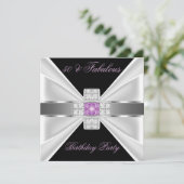 素晴らしい50薄紫ピンクシルバー白黒ダイヤモンド 招待状 (スタンド正面)