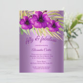 素晴らしい50薄紫紫ハイビスカスフローラパーティー 招待状 (スタンド正面)