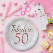 素晴らしい50誕生日エレガントピンクとブラックタイプ ペーパープレート (パーティー)