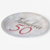 素晴らしい50誕生日エレガントピンクとブラックタイプ ペーパープレート (アングル)