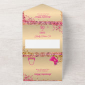 素晴らしい50誕生日ハイヒール金ゴールドピンクガール オールインワン招待状 (外側)