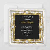 素晴らしい50誕生日パーティーホワイトパール金ゴールドブラック 招待状 (裏面)