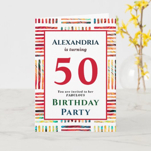 素晴らしい50誕生日フォト招待状パーソナライズ カード (黄色い花)