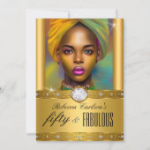 素晴らしい50誕生日フォト金ゴールドダイヤモンド 招待状 (正面)