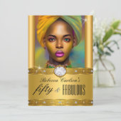 素晴らしい50誕生日フォト金ゴールドダイヤモンド 招待状 (スタンド正面)