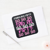 素晴らしい50誕生日ブラックピンクパーティー スクエアシール (封筒)