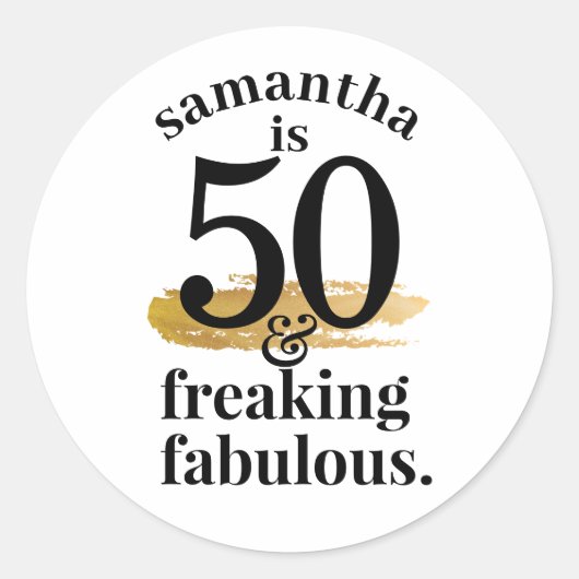 素晴らしい50誕生日ブラック金ゴールドの恩恵 ラウンドシール (正面)