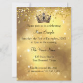 素晴らしい50誕生日金ゴールドブラックドレスクイーンクラウン 招待状 (裏面)