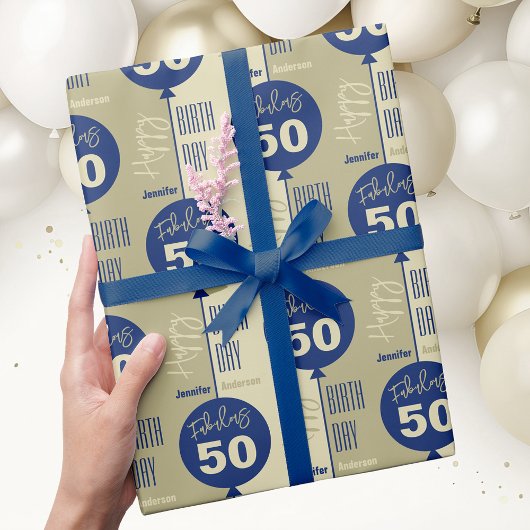 素晴らしい50誕生日 ラッピングペーパー