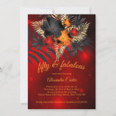 素晴らしい50赤いグローオレンジブラックハイビスカス 招待状 (正面)