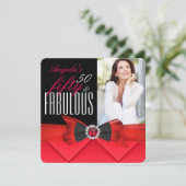 素晴らしい50赤い宝石の写真の誕生日パーティー 招待状 (スタンド正面)