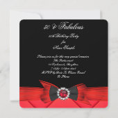 素晴らしい50赤い宝石の写真の誕生日パーティー 招待状 (裏面)