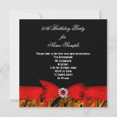 素晴らしい50赤い金ゴールドブラックフォトバースデーパーティー 招待状 (裏面)