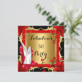 素晴らしい50赤ハイヒールのブロッサムブラック金ゴールド 招待状 (スタンド正面)