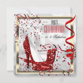 素晴らしい50赤白黒誕生日パーティー 招待状 (正面)