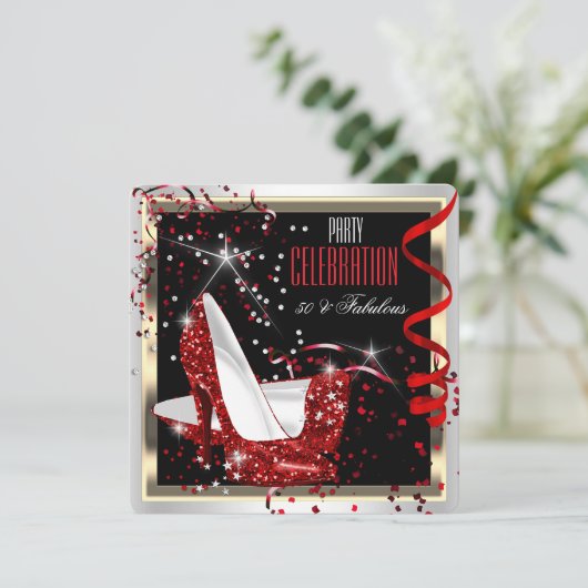 素晴らしい50赤白黒50th誕生日パーティー2 招待状 (スタンド正面)