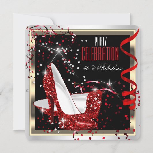 素晴らしい50赤白黒50th誕生日パーティー2 招待状 (正面)