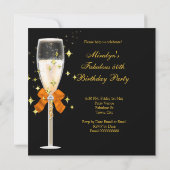素晴らしい50金ゴールドオレンジハイヒールシャンパーニュパーティー 招待状 (裏面)