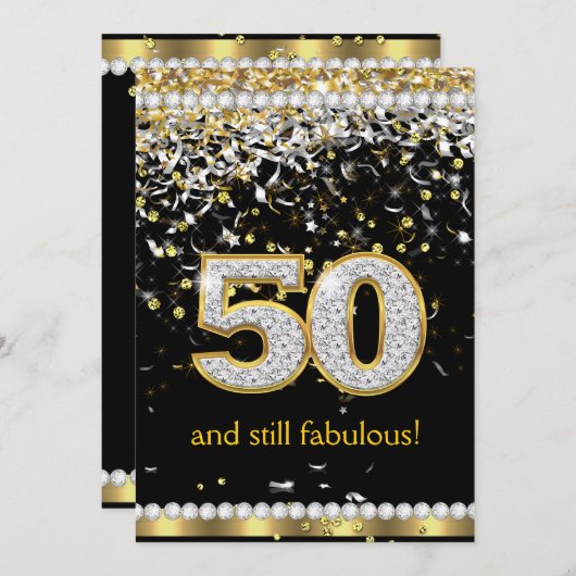 素晴らしい50金ゴールドシルバーストリーマー50thパーティー 招待状 (正面/裏面)