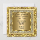 素晴らしい50金ゴールドダマスクハイヒール誕生日パーティー 招待状 (裏面)