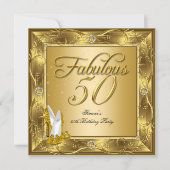 素晴らしい50金ゴールドハイヒール誕生日パーティー 招待状 (正面)