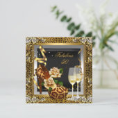 素晴らしい50金ゴールドヒョウ黒ハイヒールパーティー 招待状 (スタンド正面)