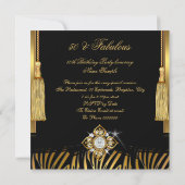 素晴らしい50金ゴールドブラックゼブラフォトバースデーパーティー 招待状 (裏面)