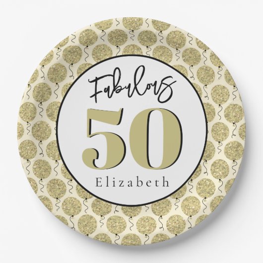 素晴らしい50金ゴールド誕生日紙プレート ペーパープレート (正面)