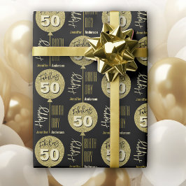 素晴らしい50金ゴールド誕生日 ラッピングペーパー
