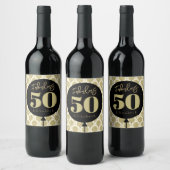 素晴らしい50金ゴールド誕生日 ワインラベル (ボトル)