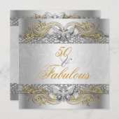 素晴らしい50銀金ゴールドバタフライバースデーパーティー 招待状 (正面/裏面)