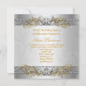 素晴らしい50銀金ゴールドバタフライバースデーパーティー 招待状 (裏面)