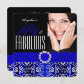 素晴らしい50青王室のいダイヤモンド誕生日パーティー 招待状 (正面/裏面)