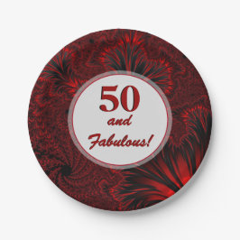 素晴らしい50魅惑的な光沢のある赤いフラクタル誕生日 ペーパープレート