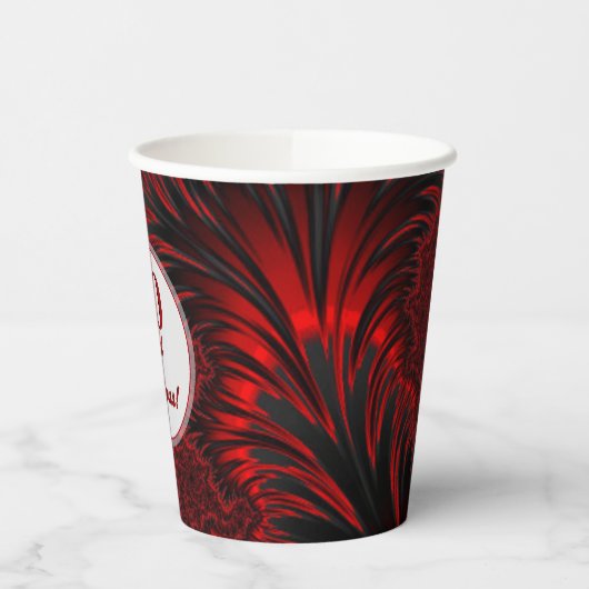 素晴らしい50魅惑的な光沢のある赤いフラクタル誕生日 紙コップ (左)