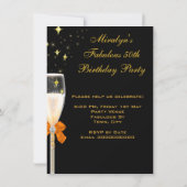 素晴らしい50黄色金ゴールドオレンジ誕生日パーティー 招待状 (裏面)