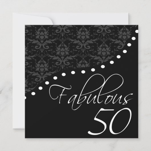 素晴らしい50黒パーソナライズされた誕生日パーティー 招待状 (正面)