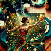 素晴らしい50 1920アートデコフラッパーエメラルドレッド 招待状