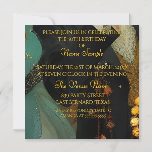 素晴らしい50 1920アートデコフラッパーグリーンジュエル 招待状 (裏面)