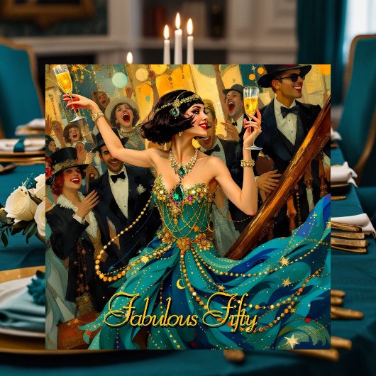 素晴らしい50 1920アートデコフラッパーグリーンジュエル 招待状