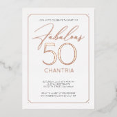 素晴らしい50 50エレガント番目の誕生日フォイル招待状 箔招待状 (正面)