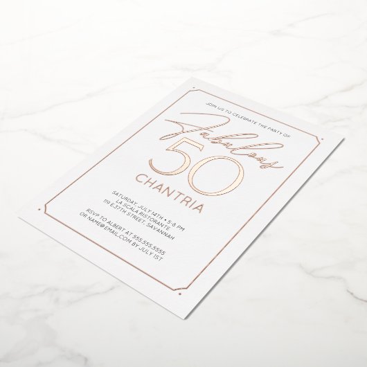 素晴らしい50 50エレガント番目の誕生日フォイル招待状 箔招待状 (回転した状態)