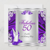 素晴らしい50 50th誕生日パーティパープルシューズ 招待状 (正面)