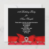 素晴らしい50 50th誕生日パーティレッドブラックフォト 招待状 (裏面)