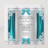 素晴らしい50 50th誕生日パーティーティール(緑がかった色)シューズ 招待状 (裏面)