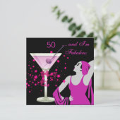 素晴らしい50 50th誕生日パーティーDivaピンクブラック 招待状 (スタンド正面)